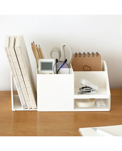 Przybornik na długopisy organizer na biurko z przegrodą na książki