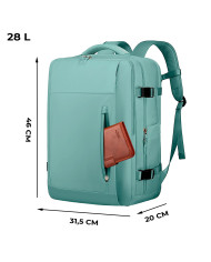 Plecak podróżny kabinowy do samolotu 28L Bange turkusowy