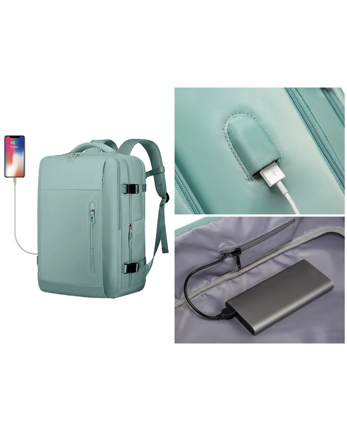 Plecak podróżny kabinowy do samolotu 28L Bange turkusowy