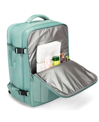 Plecak podróżny kabinowy do samolotu 28L Bange turkusowy