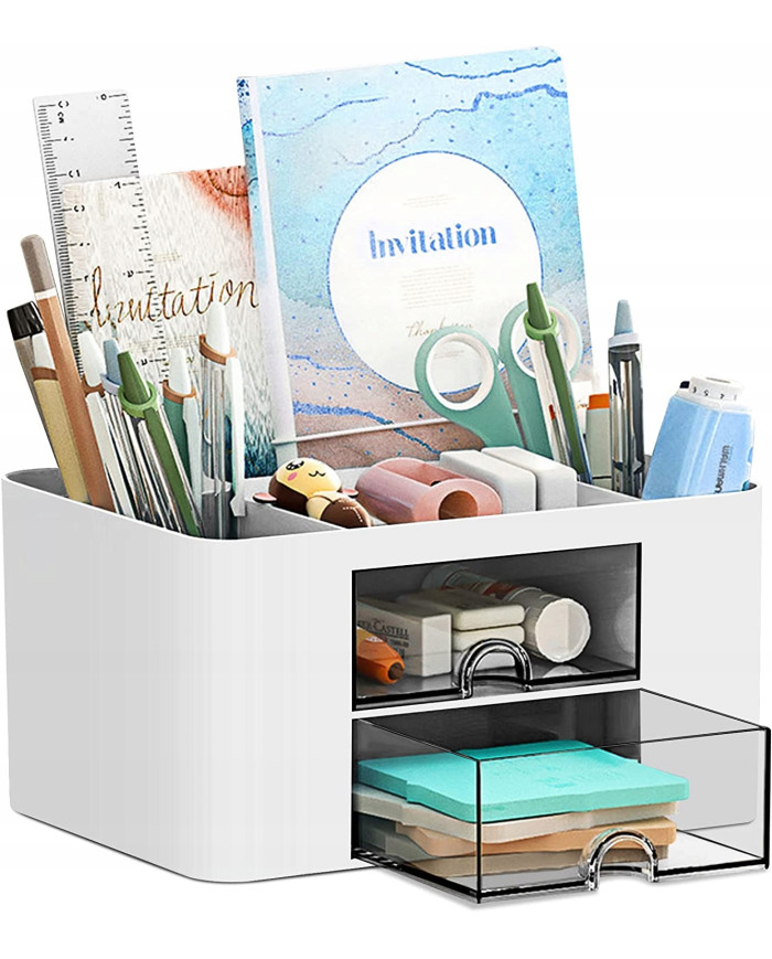 Organizer na biurko mały przybornik z szufladkami