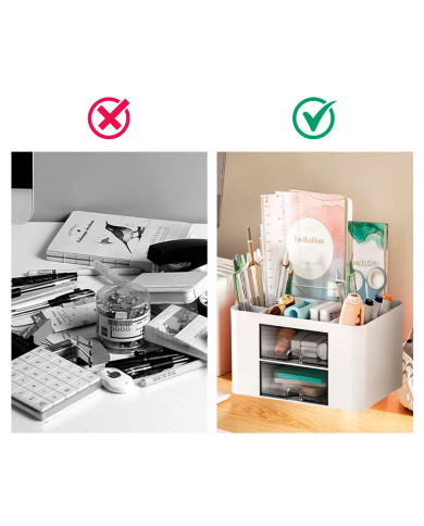 Organizer na biurko mały przybornik z szufladkami