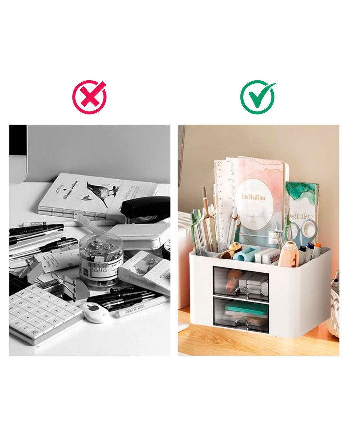 Organizer na biurko mały przybornik z szufladkami