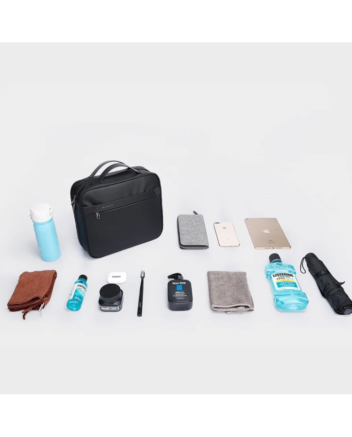 Kosmetyczka podróżna wisząca Bange z haczykiem rozkładana czarna