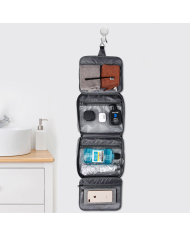 Kosmetyczka podróżna wisząca Bange z haczykiem rozkładana czarna