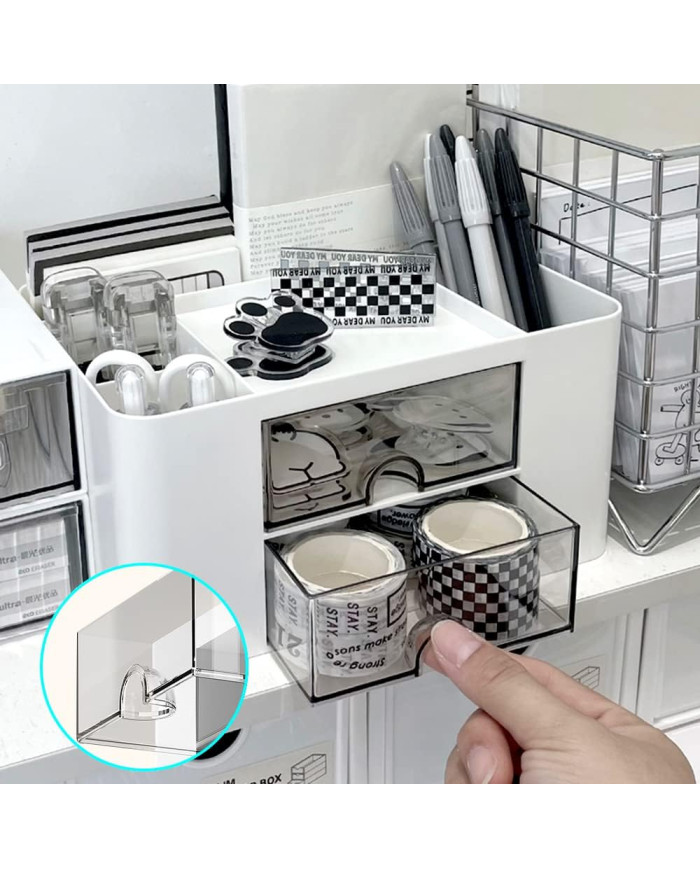 Organizer na biurko mały przybornik z szufladkami