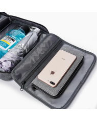 Kosmetyczka podróżna wisząca Bange z haczykiem rozkładana szara