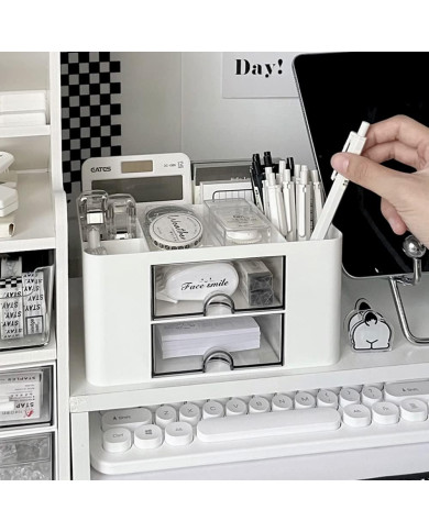 Organizer na biurko mały przybornik z szufladkami