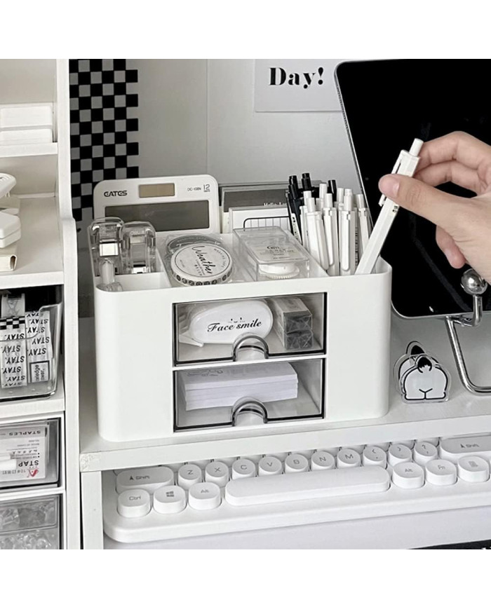 Organizer na biurko mały przybornik z szufladkami