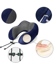 Poduszka podróżna turystyczna memory niebieska