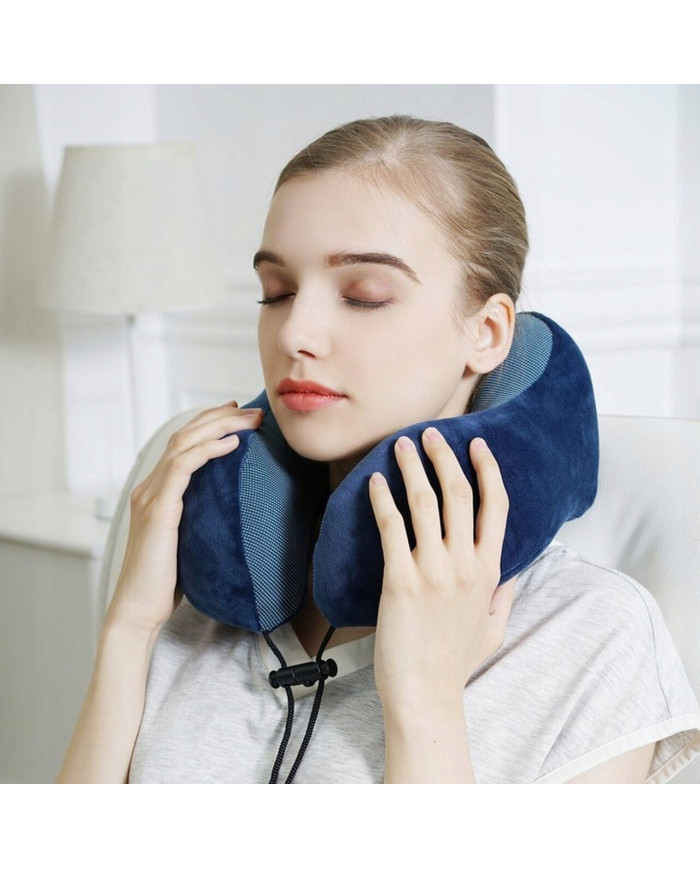 Poduszka podróżna turystyczna memory niebieska