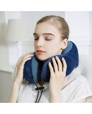 Poduszka podróżna turystyczna memory niebieska