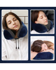 Poduszka podróżna turystyczna memory niebieska