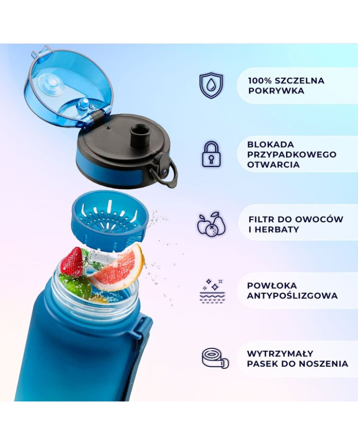 Butelka na wodę Colorfull Gradient 500 ml czarno-czerwona