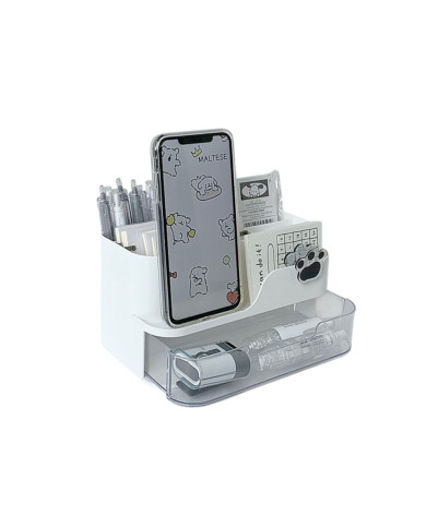 Organizer na biurko przybornik z uchwytem na telefon i szufladką