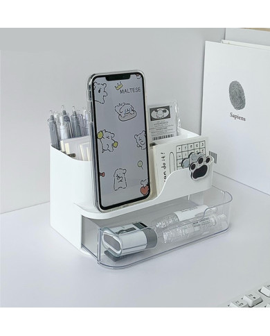 Organizer na biurko przybornik z uchwytem na telefon i szufladką