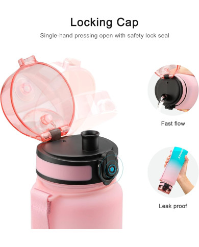 Butelka na wodę Colorfull Gradient 1000 ml różowo-turkusowa