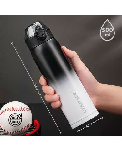 Butelka termiczna termos Uzspace 500 ml czarna-biała
