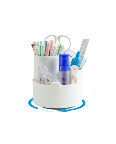 Obrotowy przybornik na biurko na długopisy z uchwytem na telefon