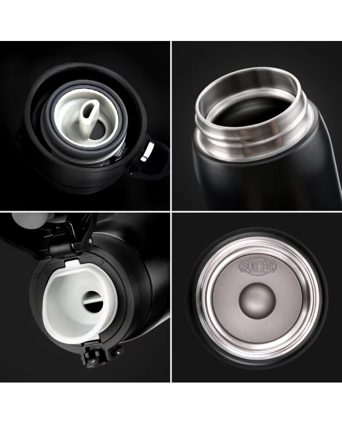 Butelka termiczna termos Uzspace 500 ml czarna-biała