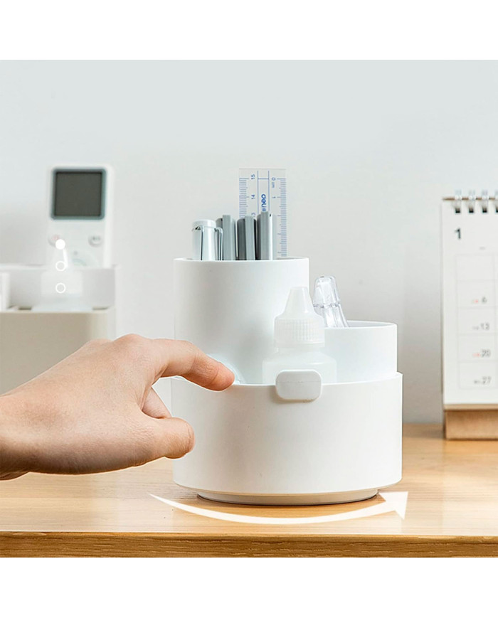 Obrotowy przybornik na biurko na długopisy z uchwytem na telefon