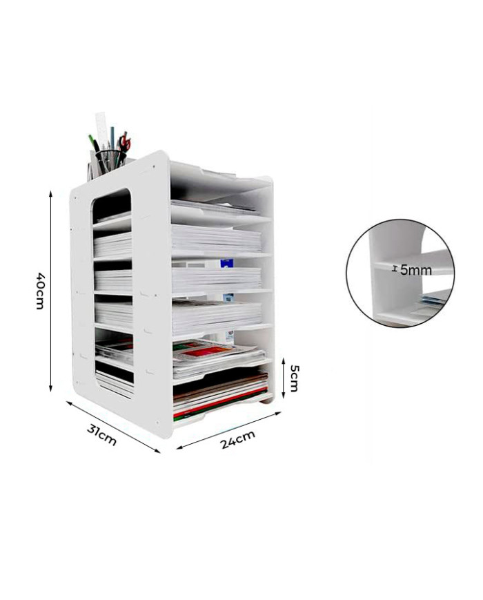 Przybornik organizer na biurko na dokumenty A4 (7 przegródek)