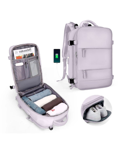 Plecak podróżny do samolotu Essosway liliowy
