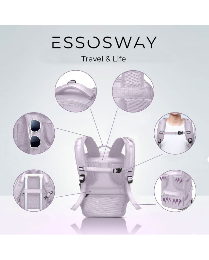 Plecak podróżny do samolotu Essosway liliowy