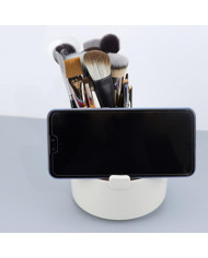 Obrotowy przybornik na biurko na długopisy z uchwytem na telefon