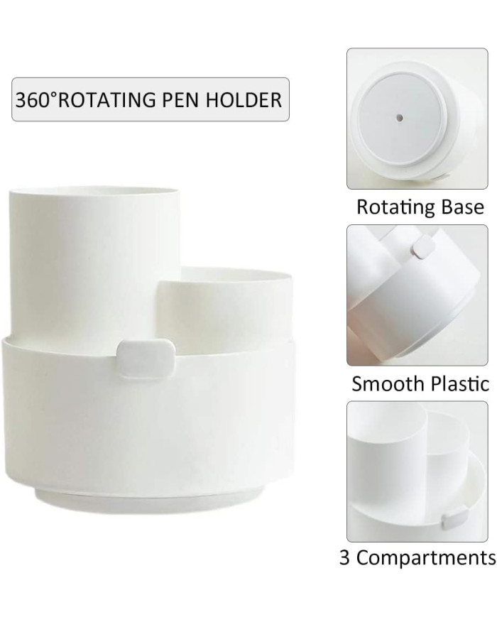 Obrotowy przybornik na biurko na długopisy z uchwytem na telefon