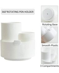 Obrotowy przybornik na biurko na długopisy z uchwytem na telefon