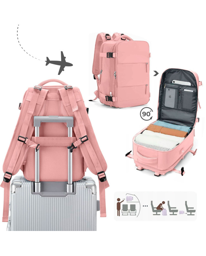 Plecak podróżny do samolotu Essosway różowy