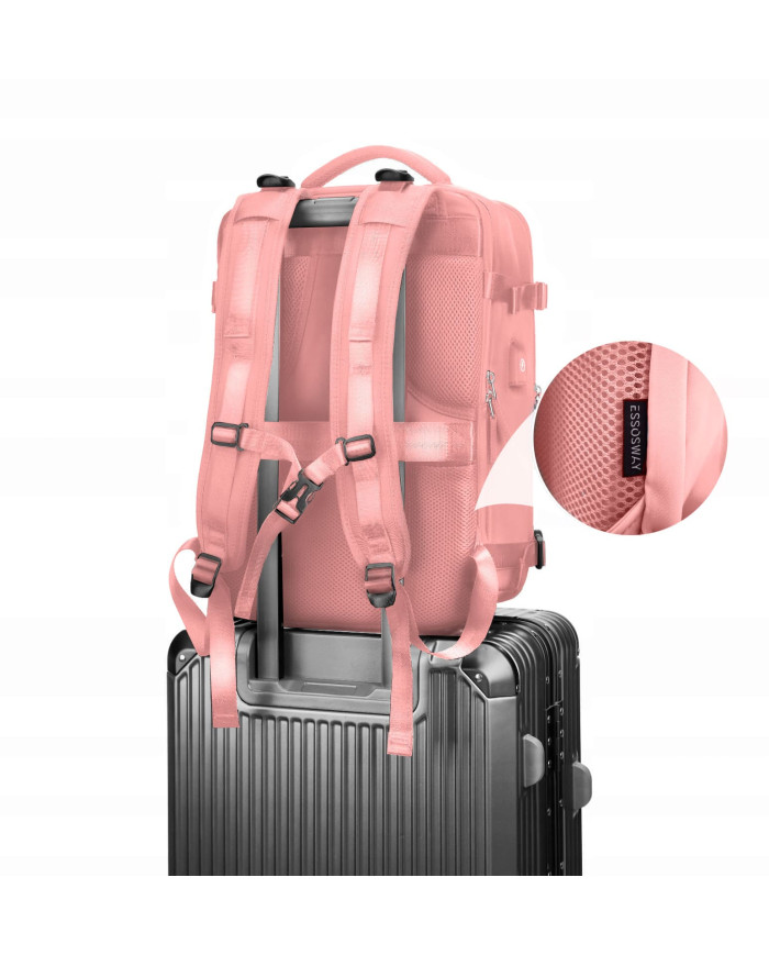 Plecak podróżny do samolotu Essosway różowy