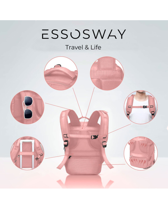 Plecak podróżny do samolotu Essosway różowy