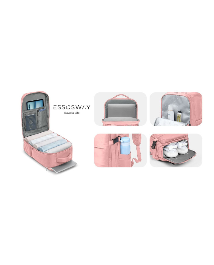 Plecak podróżny do samolotu Essosway różowy