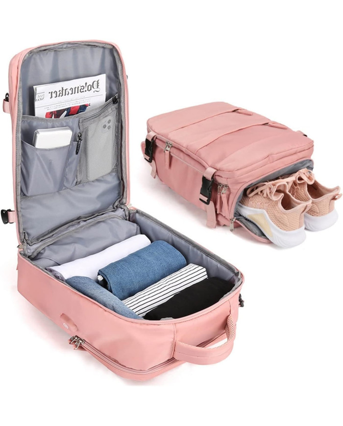 Plecak podróżny do samolotu Essosway różowy